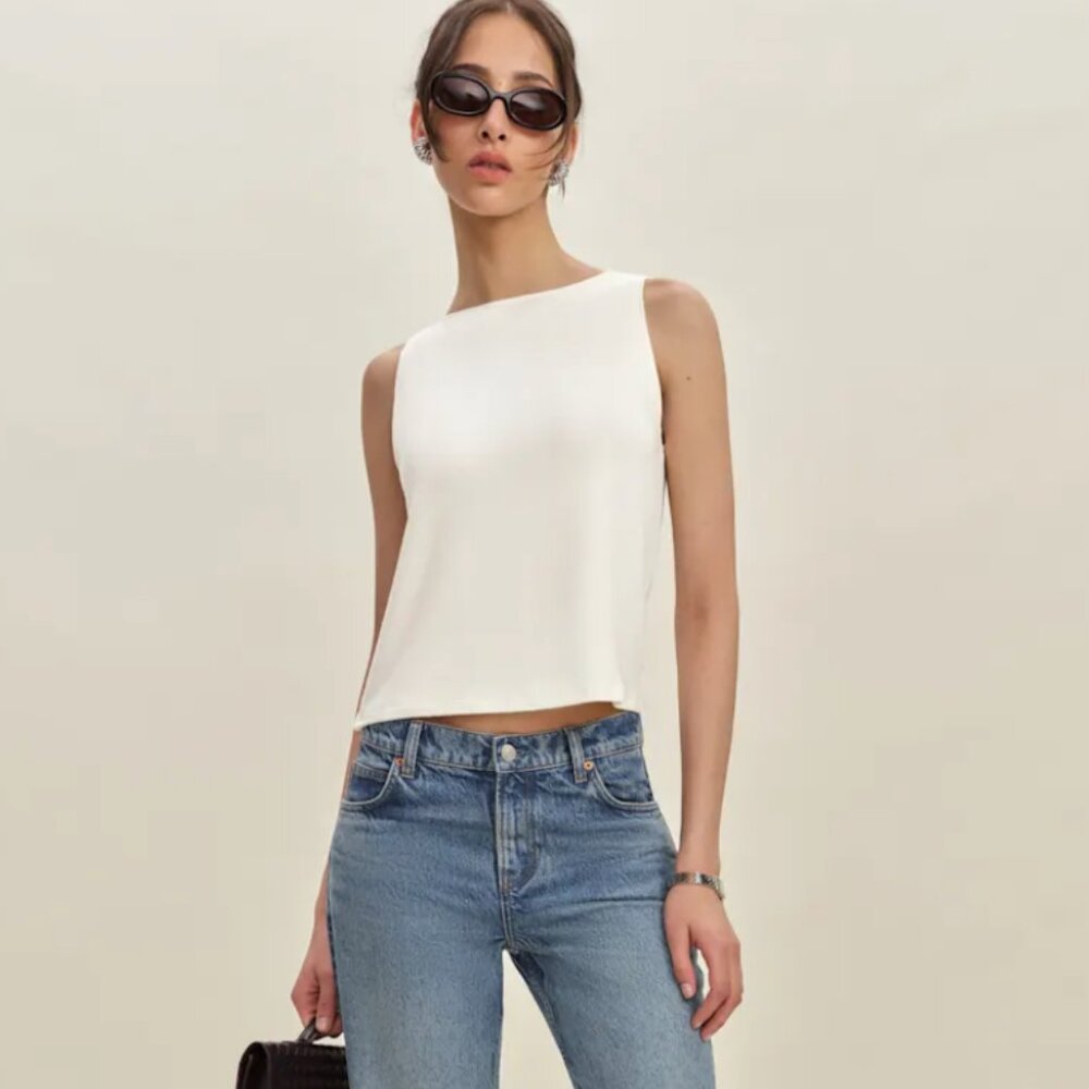 Reformation Pears Knit Top – White – Large